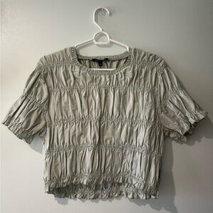 sage green crinkle top